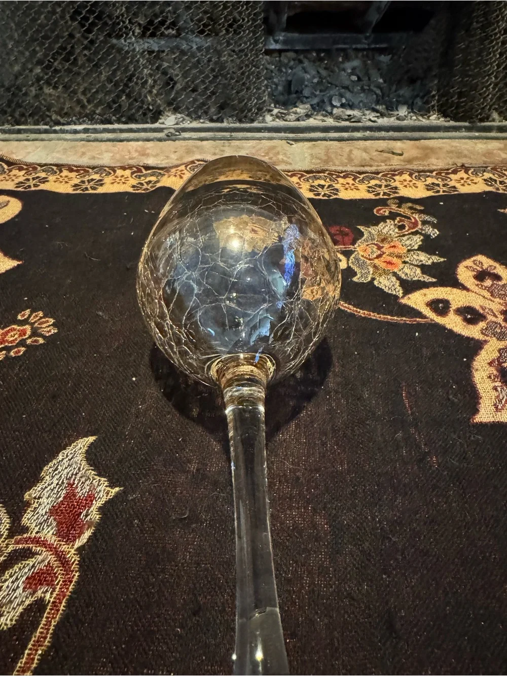 Pier 1 Imports amber crackle wine glass